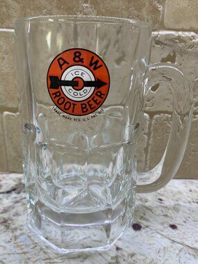 Vintage A&W Root Beer mug featuring the classic red bullseye logo.